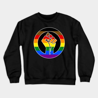 Black Lives Matter Fist Circled LGBTQ Flag People of Color Pride Crewneck Sweatshirt